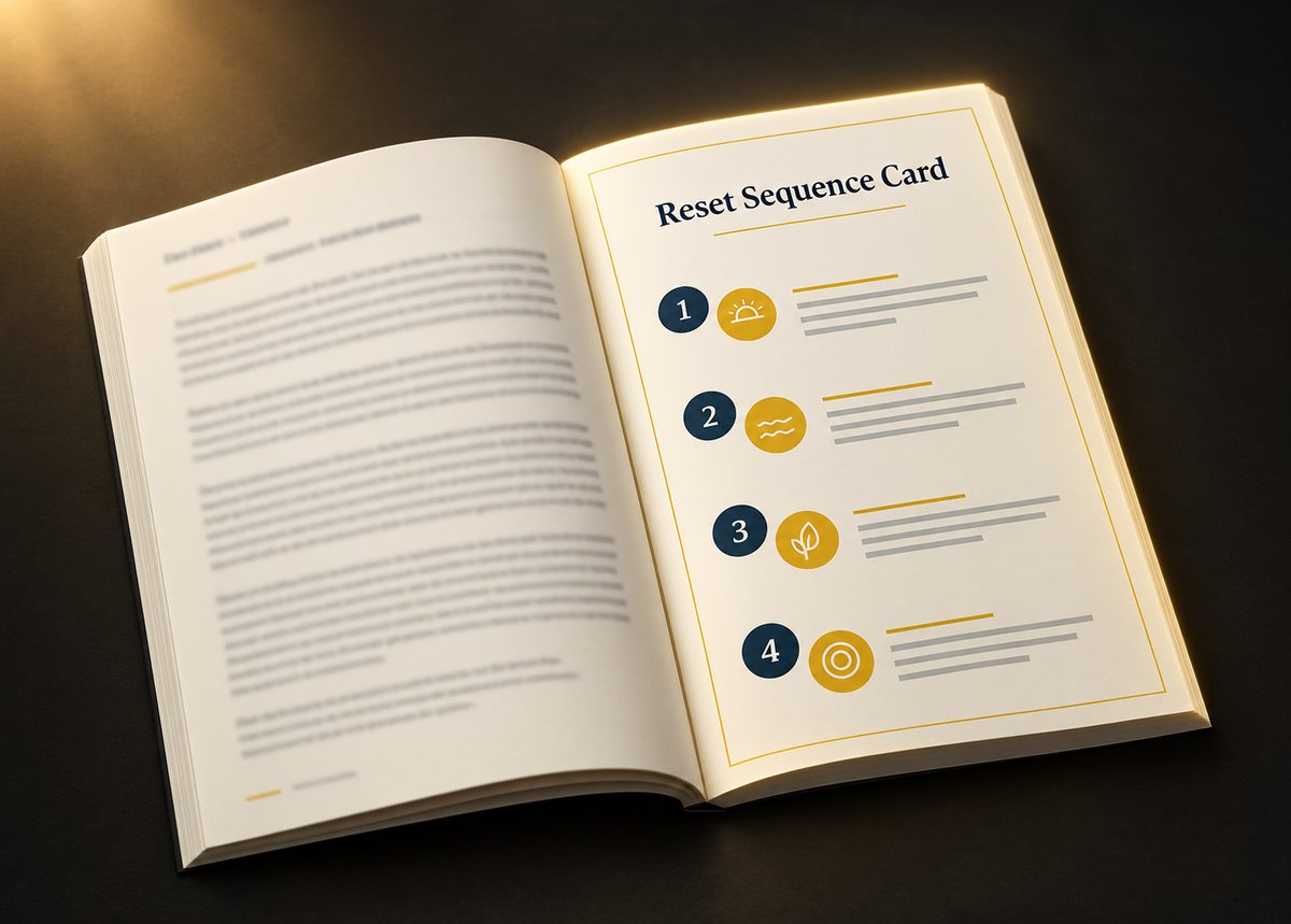 The guide opened to the Reset Sequence Card page, showing the four numbered steps.